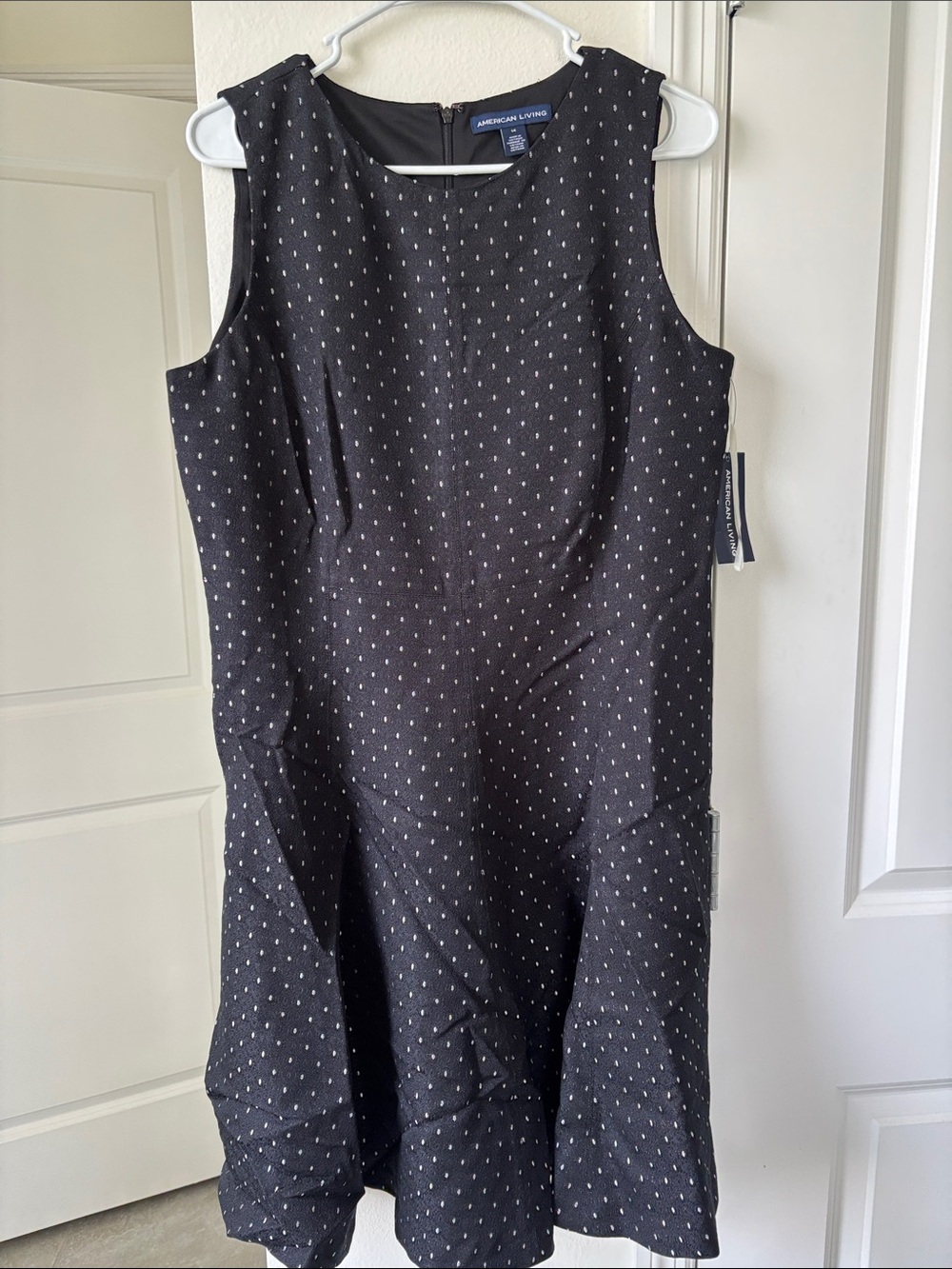 American Living Black Dress with Silver Dot Print